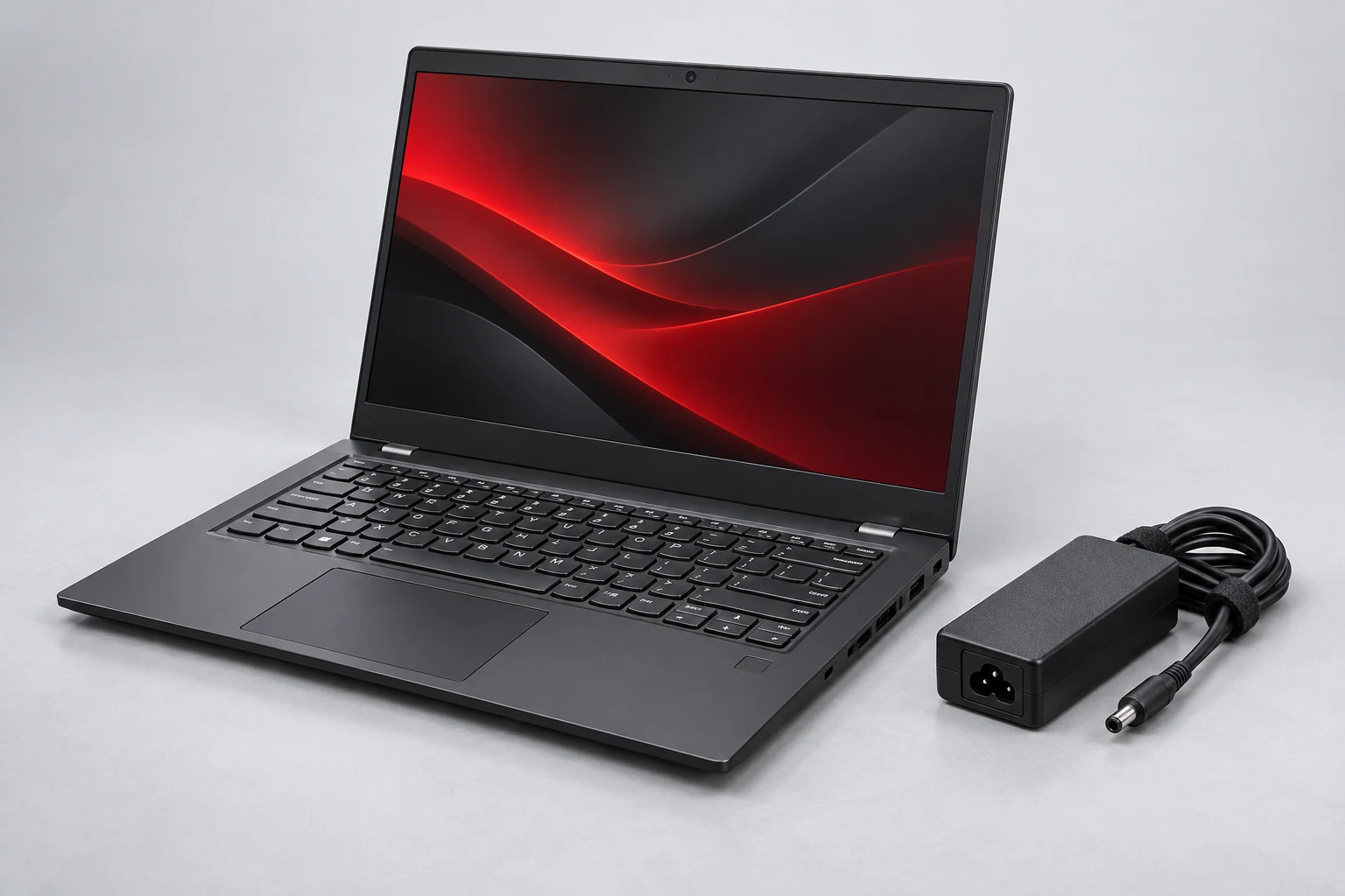 Illustration of a business laptop and replacement charger